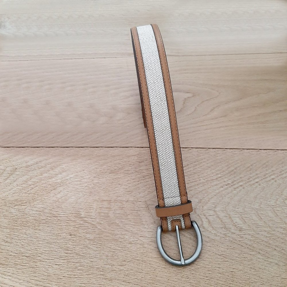 NWT Relic by Fossil Fabric Inset Belt, Tan & Natural, Size Small (S)